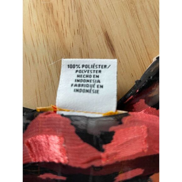 Ruby Rd. Women's Plus Size 20W Red Black Blouse Printed Sheer Roll Tab Sleeve - Picture 6 of 9